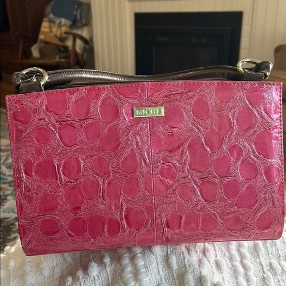 Miche Sleeve Closet Organizer with Pink and Red Sleeve and Brown cloth base bag
